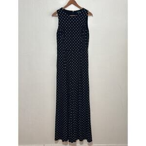 Lauren Ralph Lauren Polka Dot Wide Leg Jumpsuit 10 Black White Coastal Classic
